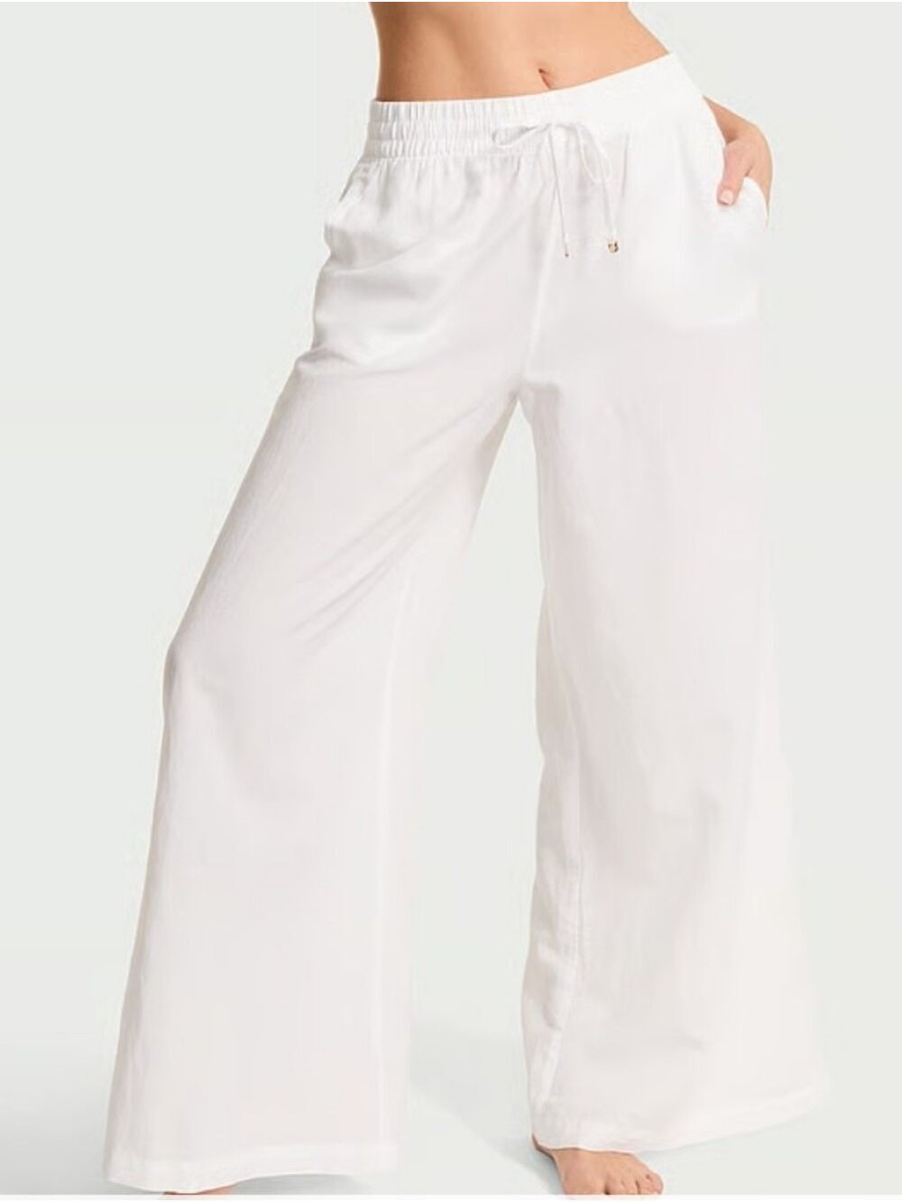 Victoria's Secret Swim Beachwear Linen Wide-Leg Pants Sz Small NWT